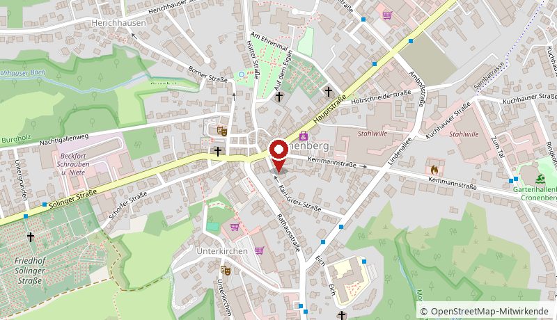 Kartenausschnitt mit dem Standort Kemmannstraße 4 in Wuppertal-Cronenberg